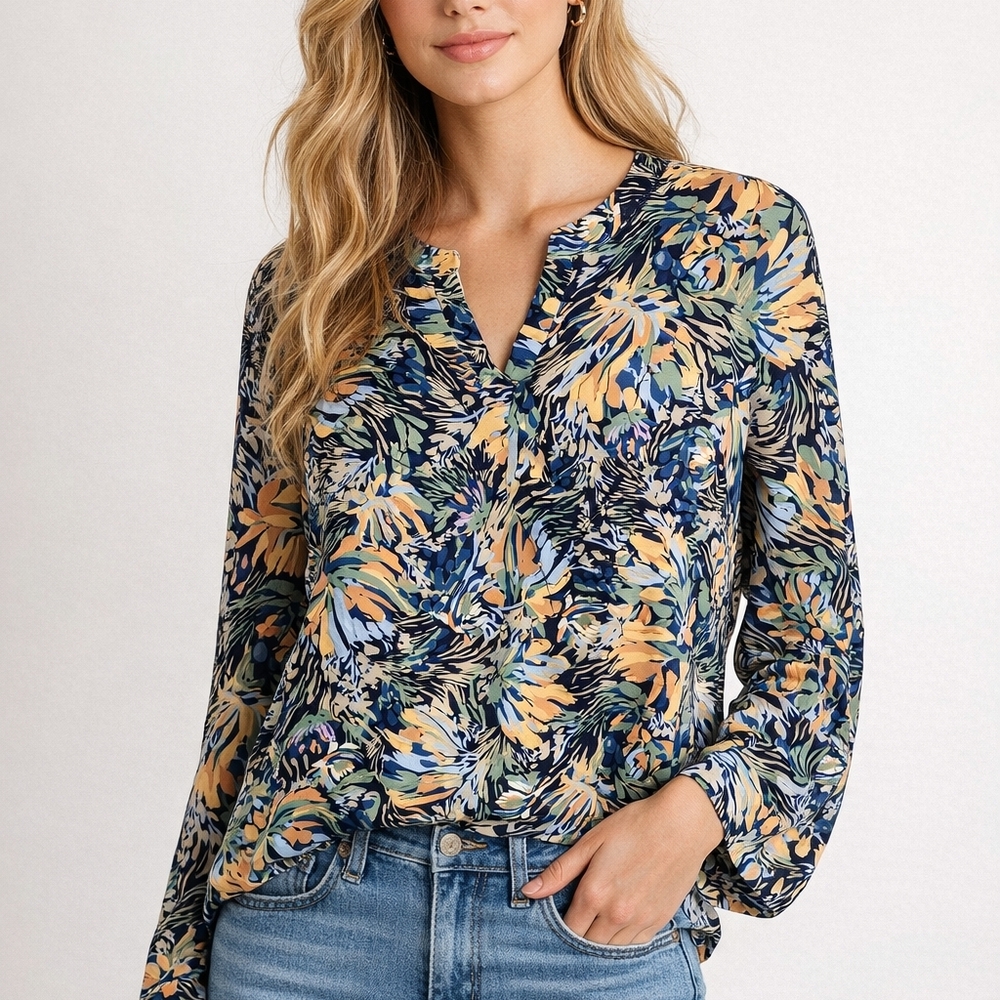 Emily Wonder NWT Floral Long Sleeve Blouse Top Size Small